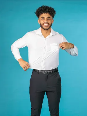 Mens Long Sleeve Button Down Shirt -  Atlantic White Slim Fit