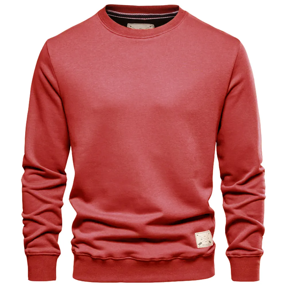 Men's Premium Cotton Crew Neck Sweater - Rust