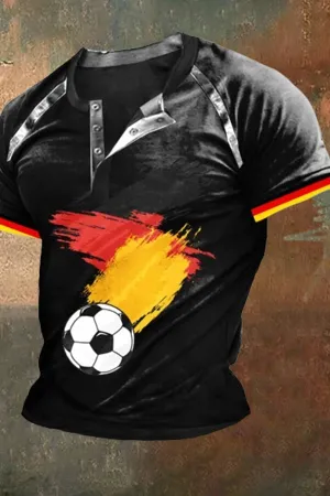 Men's Vintage Euro 2024 German Henley Neck T-Shirt