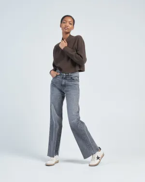 merino stripe rib mock sweater