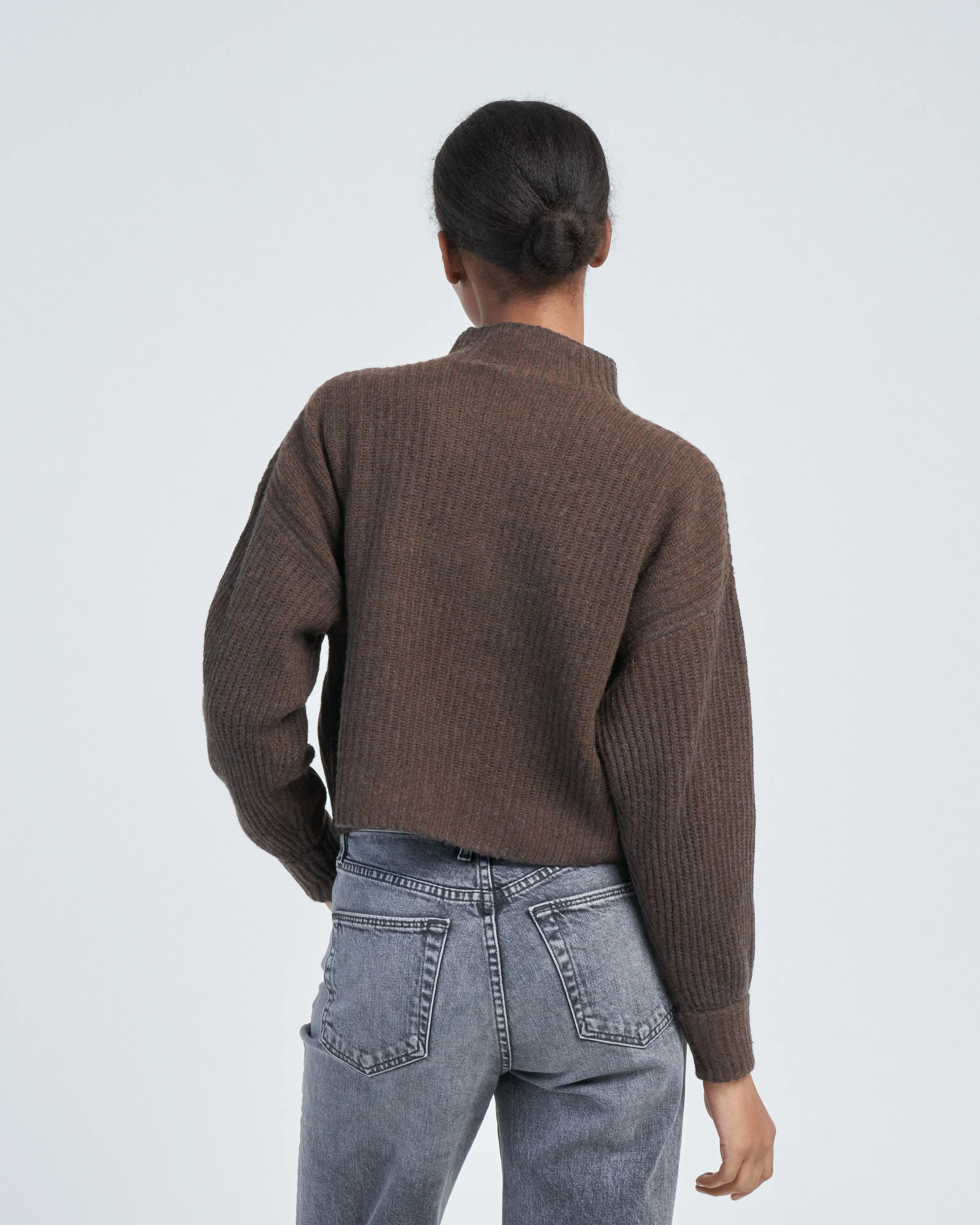 merino stripe rib mock sweater
