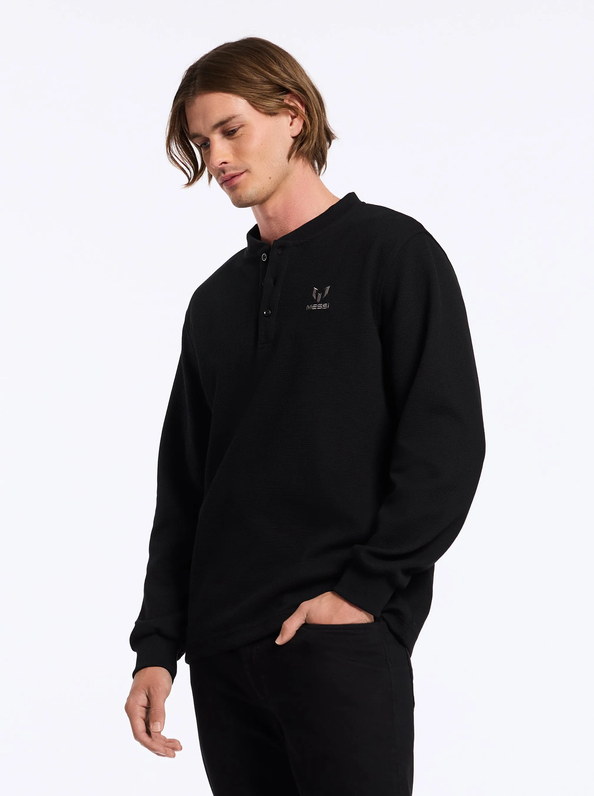 MESSI HENLEY LONG SLEEVE KNIT SHIRT