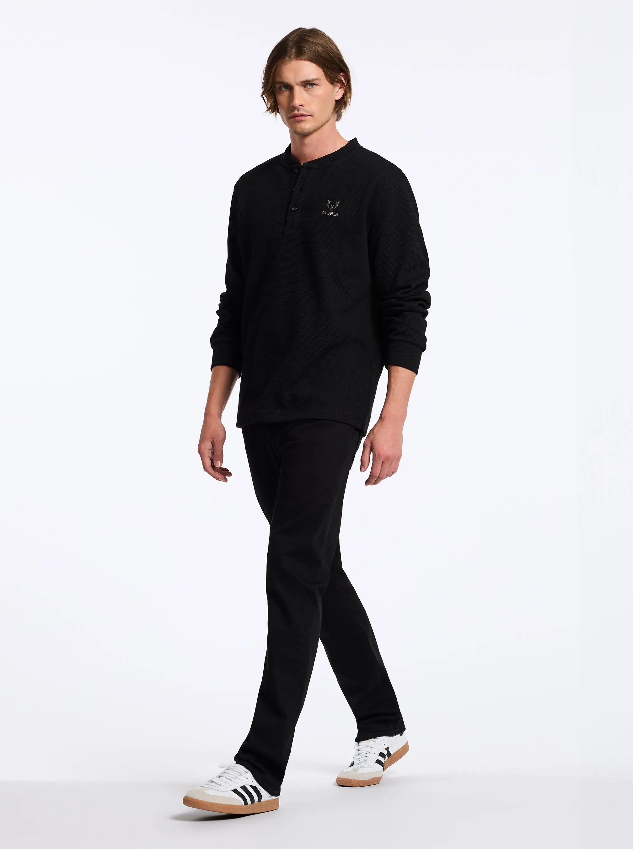 MESSI HENLEY LONG SLEEVE KNIT SHIRT