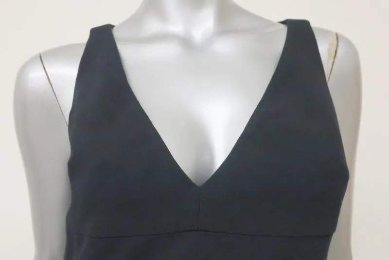 Michael Kors Sleeveless Dress Navy Wool-Blend Size 4 V-Neck Front Pocket Mini