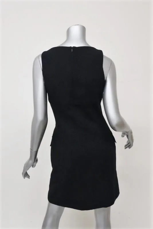 Michael Kors Sleeveless Dress Navy Wool-Blend Size 4 V-Neck Front Pocket Mini