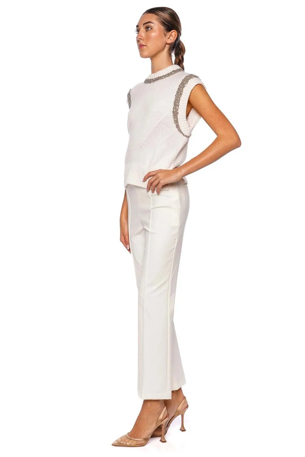 Michelle Ivory Cropped Pant