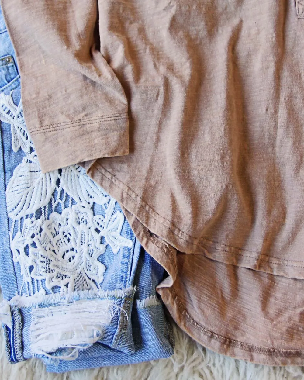 Mineral Wash Henley in Taupe