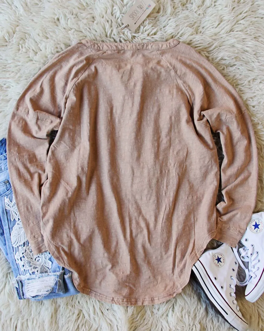 Mineral Wash Henley in Taupe