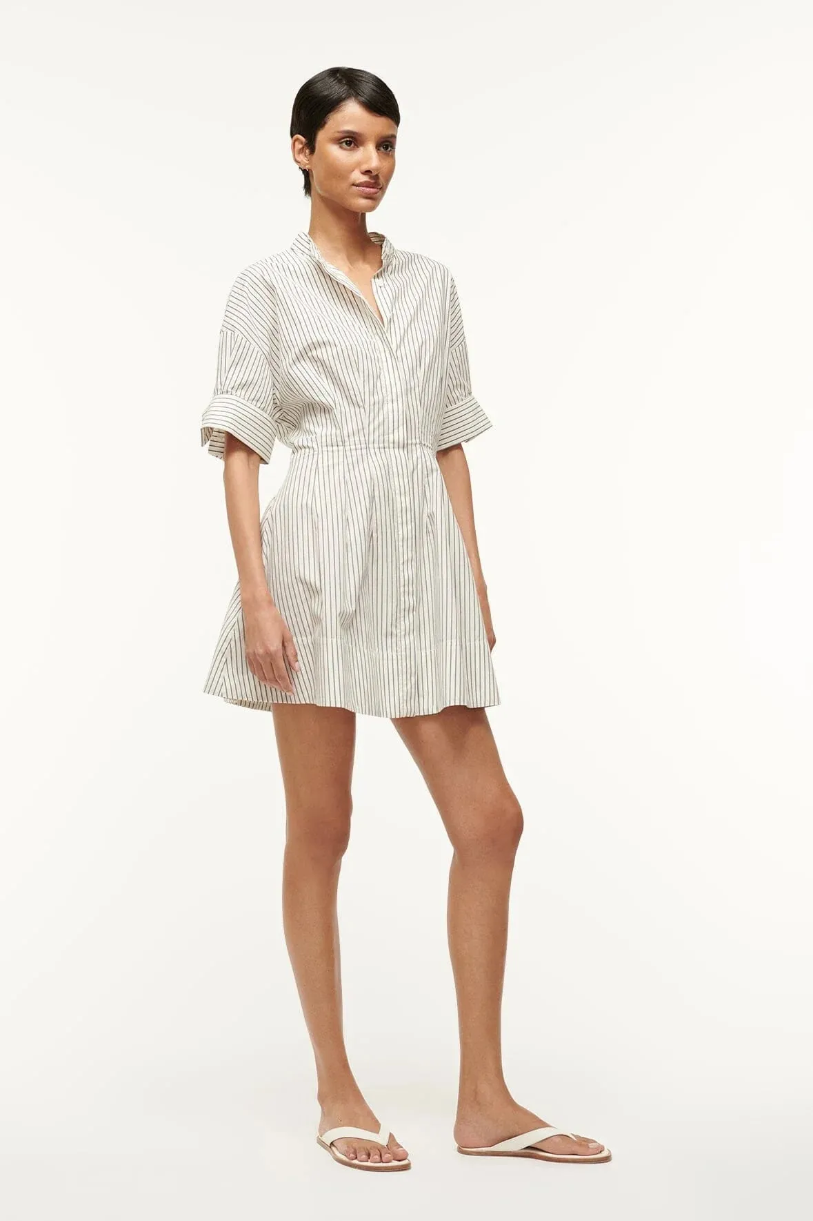 Mini Lorenza dress - ivory micro stripe