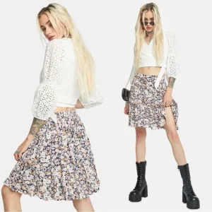 MINKPINK Flowy Floral Ruffled Mini Skirt Sz M