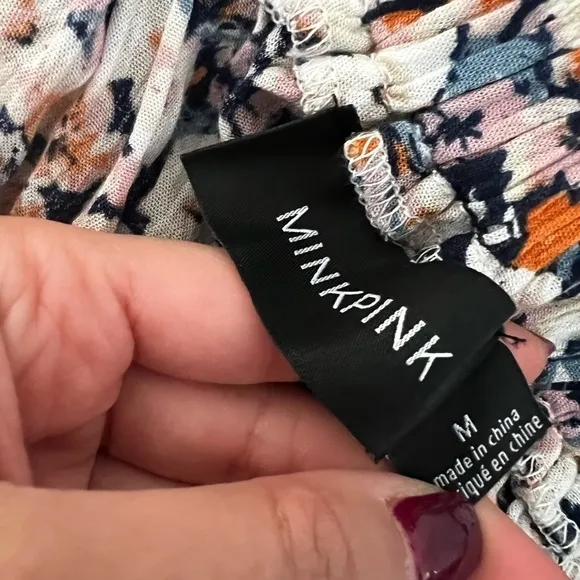 MINKPINK Flowy Floral Ruffled Mini Skirt Sz M