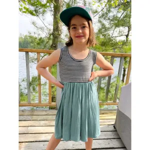 Mint Stripe Kids Tank Twirl Dress