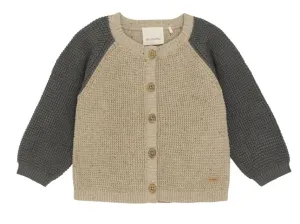 Minymo Baby Grey /Blue Organic Cotton Knit Cardigan Sweater: Size 3M to 18M
