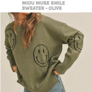 MIOU MUSE SMILE SWEATER - OLIVE-SIZE S