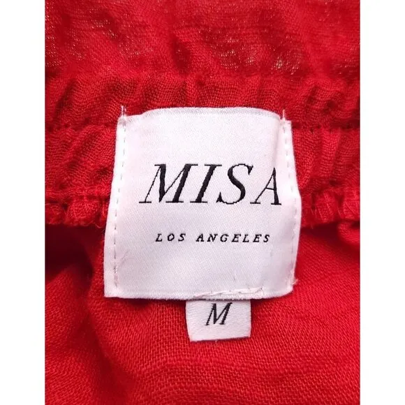 Misa Los Angeles Tiered Mini Skirt Size M Red Bow Accent