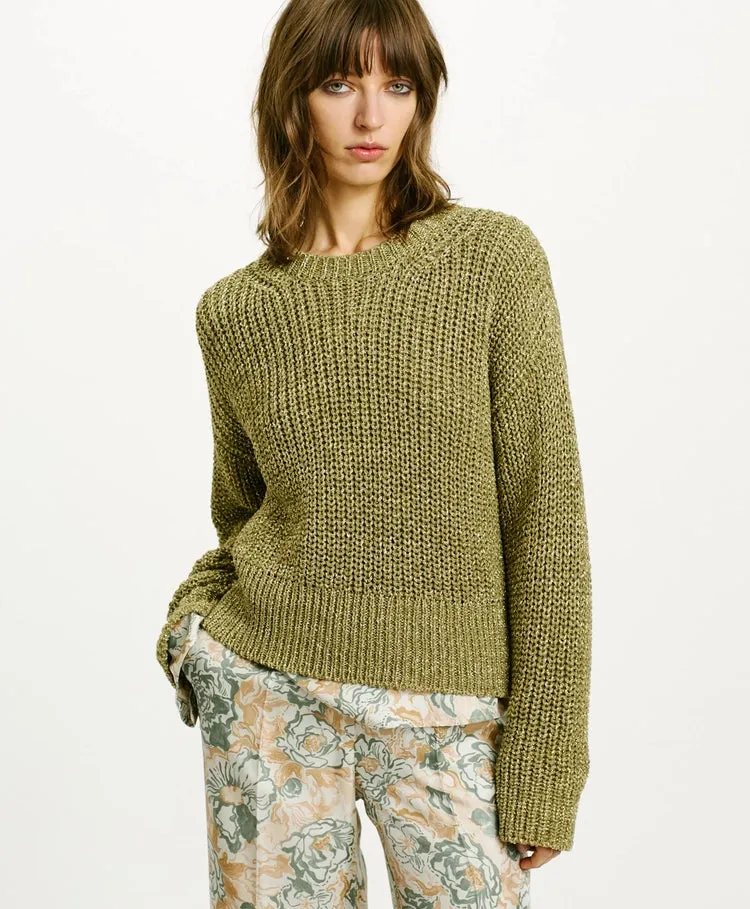 Momoni Edulis Sweater in Cob Stitch in Verde
