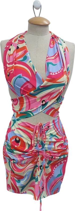 Murci Multicoloured Tie Top And Mini Skirt UK 8