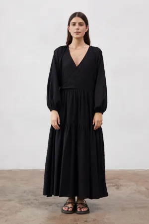 Natalie Wrap Dress Black Polka Dot