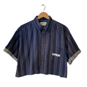 Navy Blue Cropped Button-up