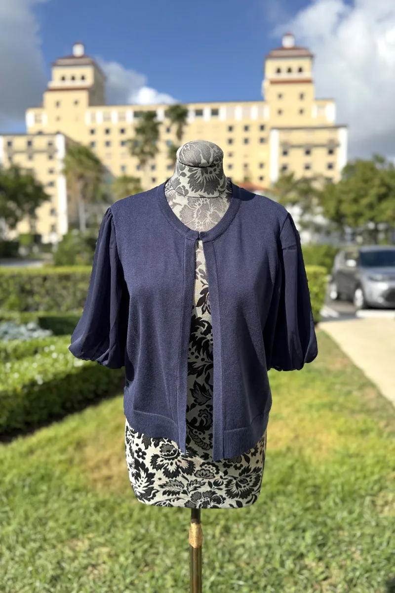 Navy Elbow Length Sleeve Sweater