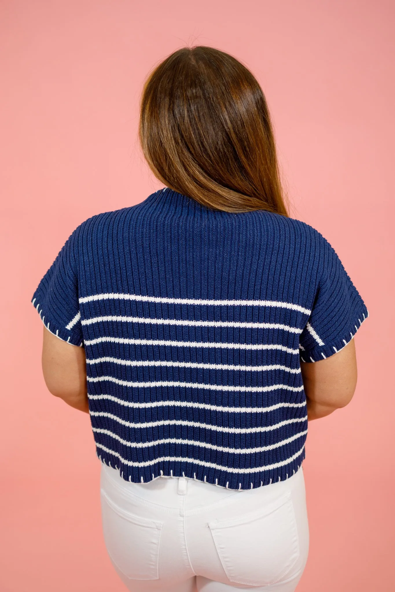 Navy Stripe Knit Sweater
