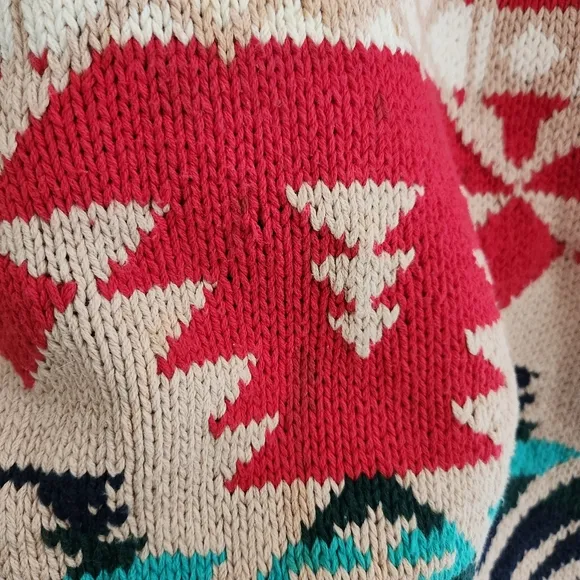 Neiman Marcus Exclusive Vintage Hand Knit Cotton Aztec Sweater Size Medium