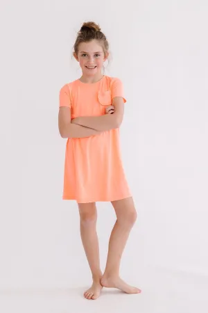 Neon Coral T-Shirt Dress