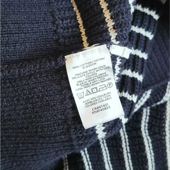 New Cotton Loft V-Neck Sweater XS Navy Knit