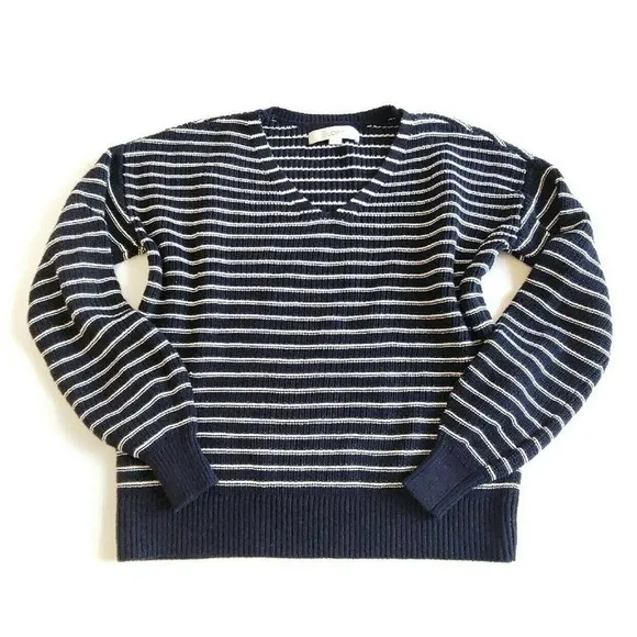 New Cotton Loft V-Neck Sweater XS Navy Knit