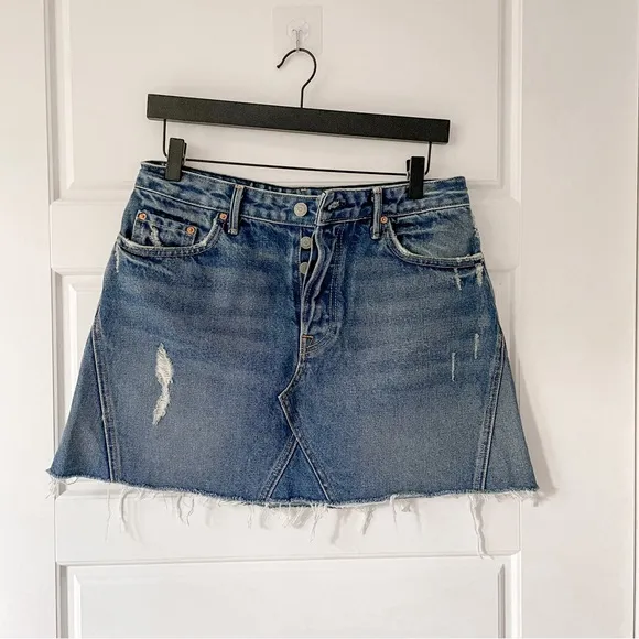 NEW GRLFRND EVA A-FRAME GUSSET DENIM SKIRT WALK THIS WAY