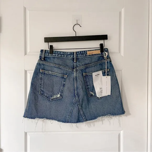 NEW GRLFRND EVA A-FRAME GUSSET DENIM SKIRT WALK THIS WAY