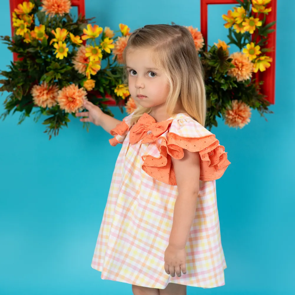 New In Foque Coral Girls Dress - Pre Order