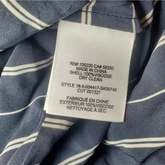 New Joie Lundyn Asymmetrical Stiped Midnight Navy Blue White Wrap Skirt Size 4