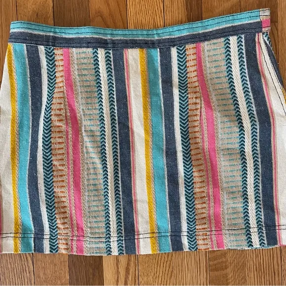NEW |Raga Anthropologie Boho Marieh Mini Skirt Stripes Pockets‎ Buttons Small