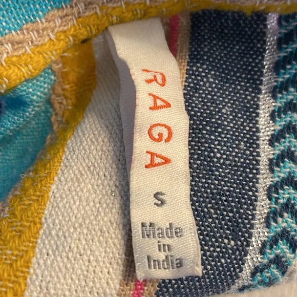 NEW |Raga Anthropologie Boho Marieh Mini Skirt Stripes Pockets‎ Buttons Small