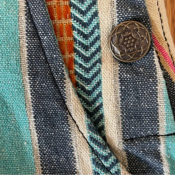 NEW |Raga Anthropologie Boho Marieh Mini Skirt Stripes Pockets‎ Buttons Small