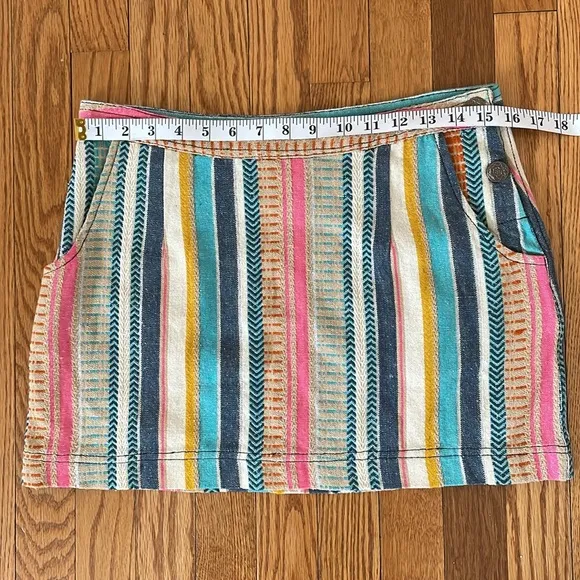 NEW |Raga Anthropologie Boho Marieh Mini Skirt Stripes Pockets‎ Buttons Small