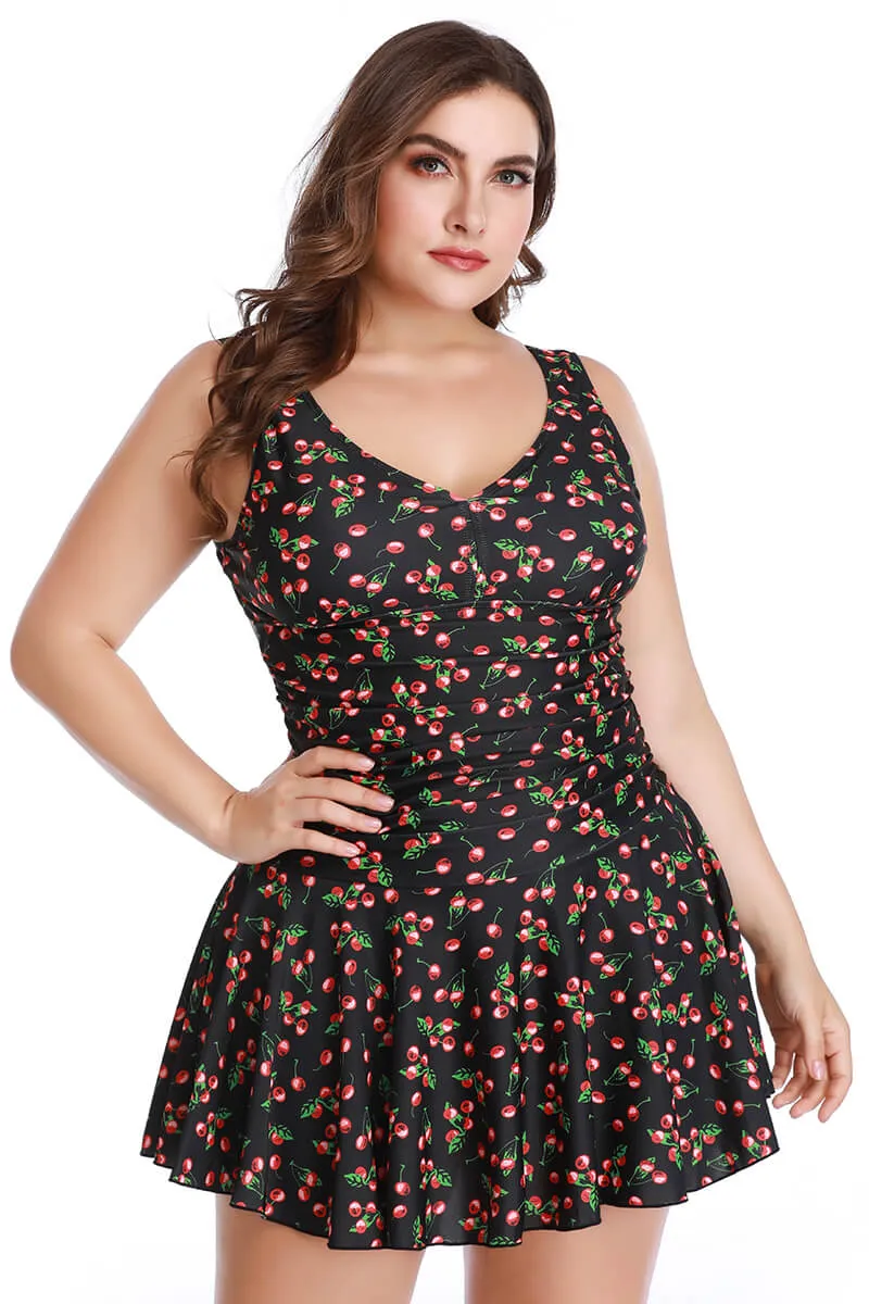 New Summer Mae Cherry Print Plus Size Swimdress | One Piece Swimsuit, Sz 2X!