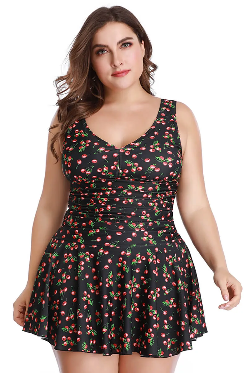 New Summer Mae Cherry Print Plus Size Swimdress | One Piece Swimsuit, Sz 2X!