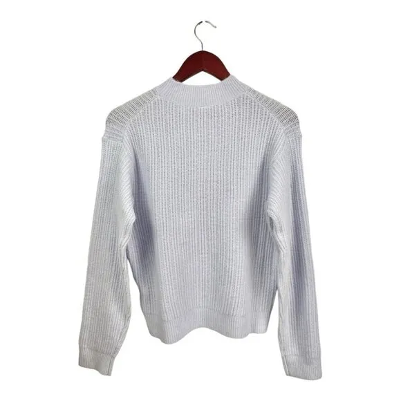 NEW Uniqlo Light Souffle Light Purple Knit Mock Neck Ribbed Knit Sweater Size S