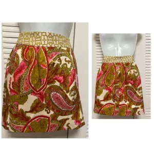 NEW Vintage Milly New York Silk Paisley Print Skirt Size 6