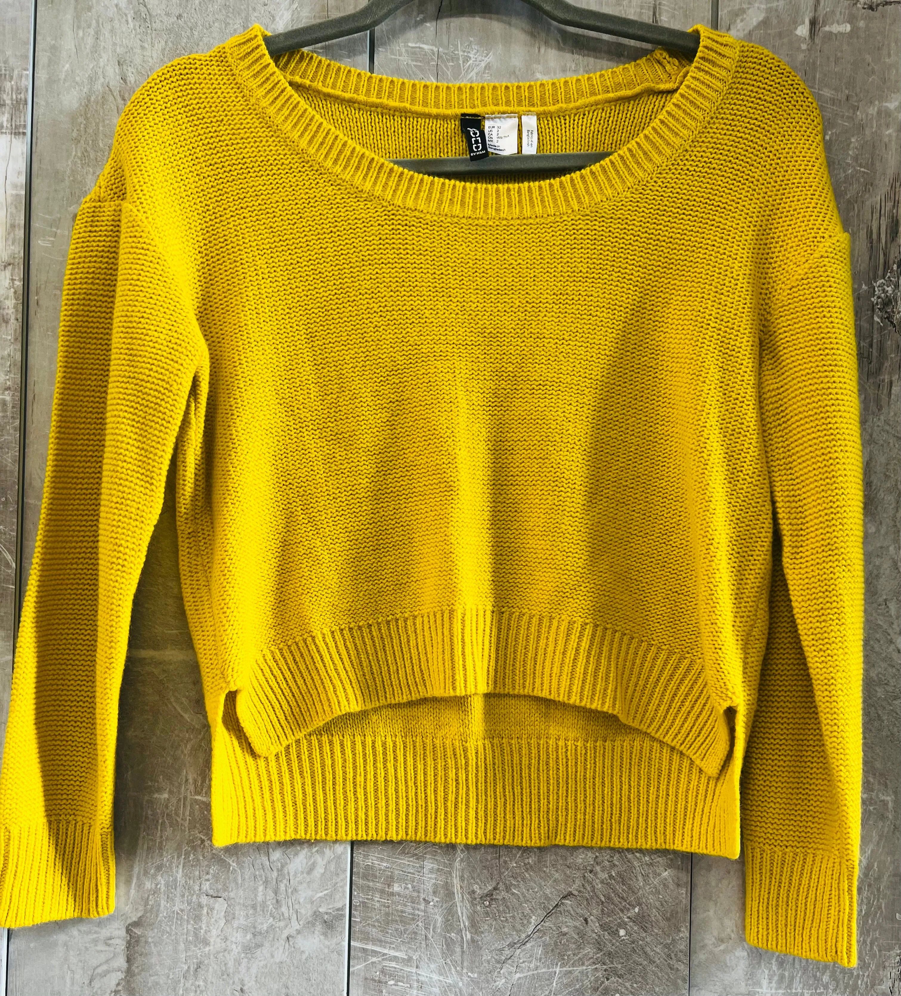 New Women's Divided H&M Mustard Yellow Knit Sweater, Sz 2!
