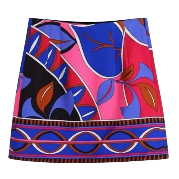 New Zara Mini Skirt Bright Hues Sexy Date Night BLOGGER FAV - Viral