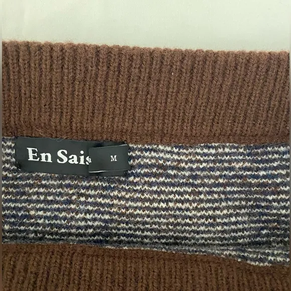 NWOT En Saison Plaid Sweater Knit Mini Skirt In Brown Multi Size Medium.