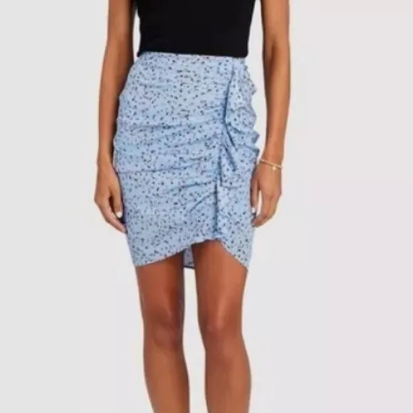 NWOT Veronica Beard Spencer Blue Floral Ruched Silk Mini Skirt XS $262