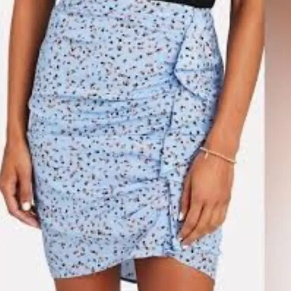 NWOT Veronica Beard Spencer Blue Floral Ruched Silk Mini Skirt XS $262