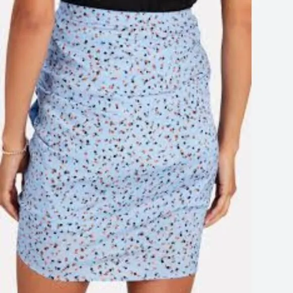 NWOT Veronica Beard Spencer Blue Floral Ruched Silk Mini Skirt XS $262
