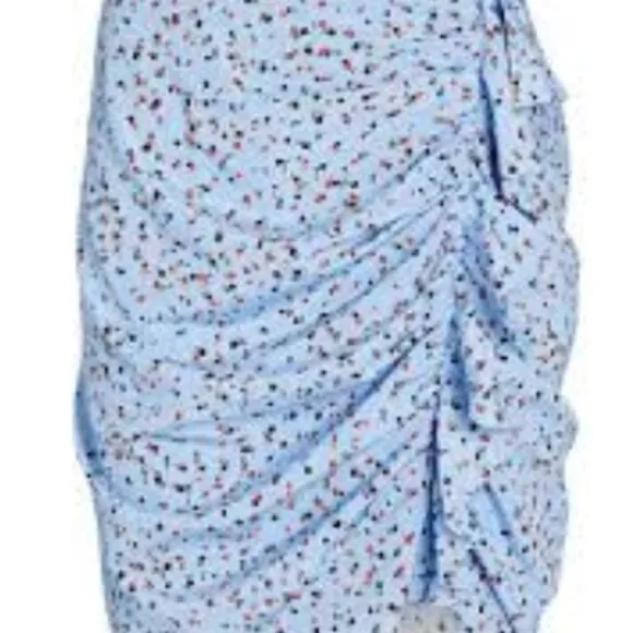 NWOT Veronica Beard Spencer Blue Floral Ruched Silk Mini Skirt XS $262