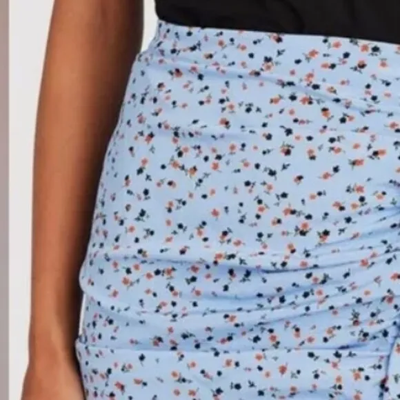 NWOT Veronica Beard Spencer Blue Floral Ruched Silk Mini Skirt XS $262