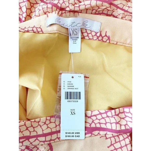 NWT Anthropologie Hutch Printed Wrap Maxi Skirt XS Orange Ruffled $140